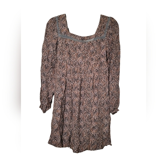 Jessica Simpson Dresses & Skirts - Jessica Simpson Cute Black & Brown Patterned Dress w/back Cut Out, Medium, NWOT